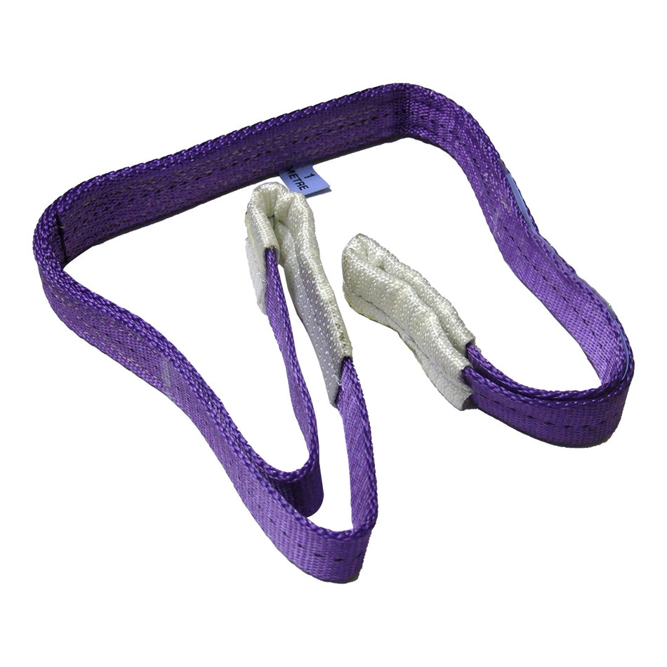 Two-ply polyester webbing sling (purple) 1m x 1t